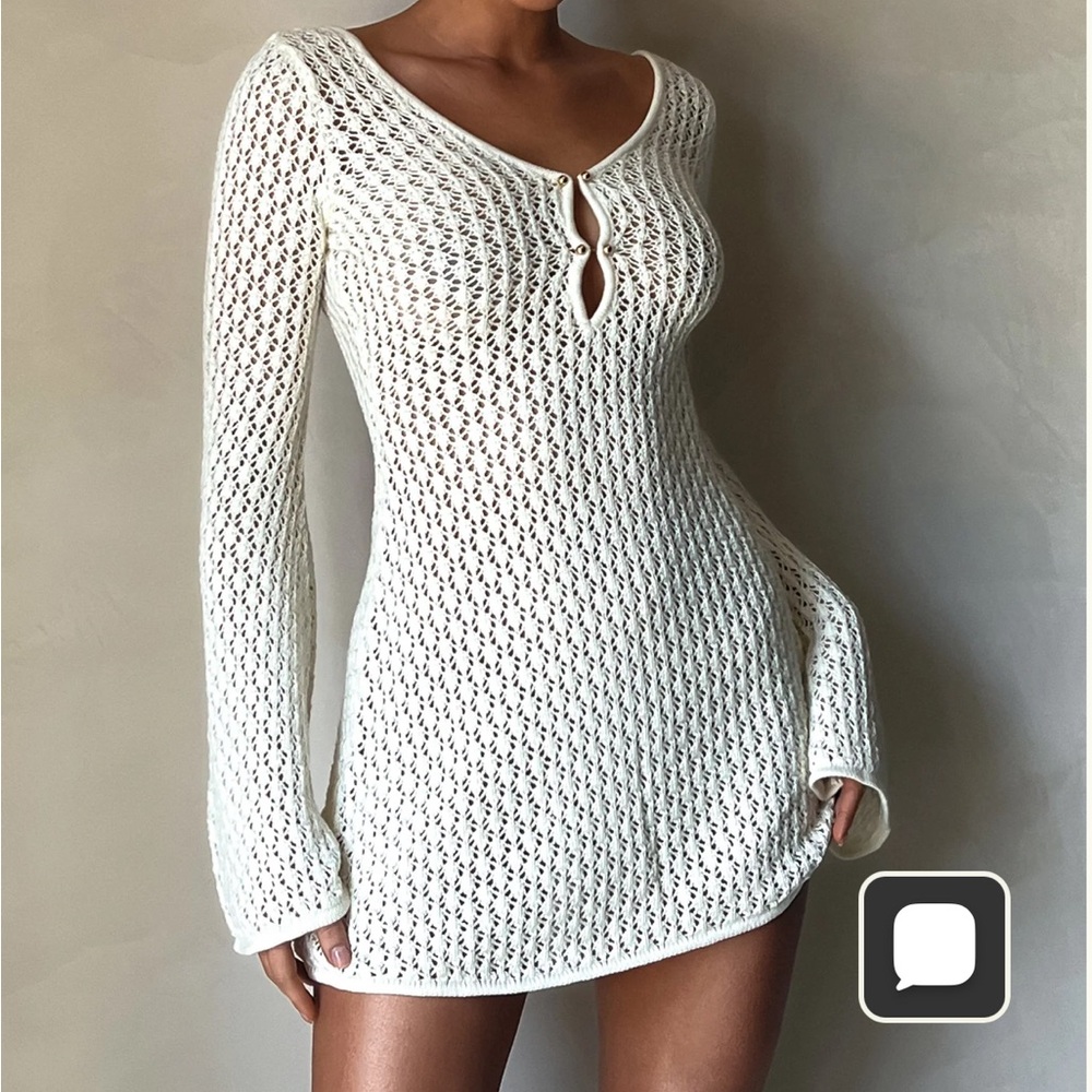 Meshki Kayleigh White Knit Mini Dress